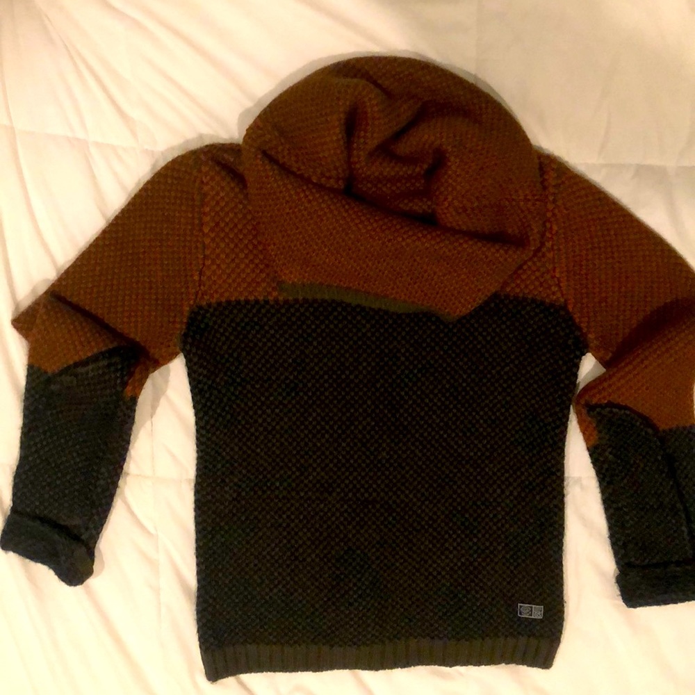 G-Star Raw Cowl Neck Sweater; Size small; brown and green